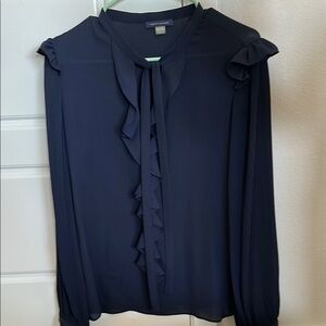 Tommy Hilfiger Blue Ruffled Long Sleeve Blouse